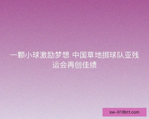 一颗小球激励梦想 中国草地掷球队亚残运会再创佳绩